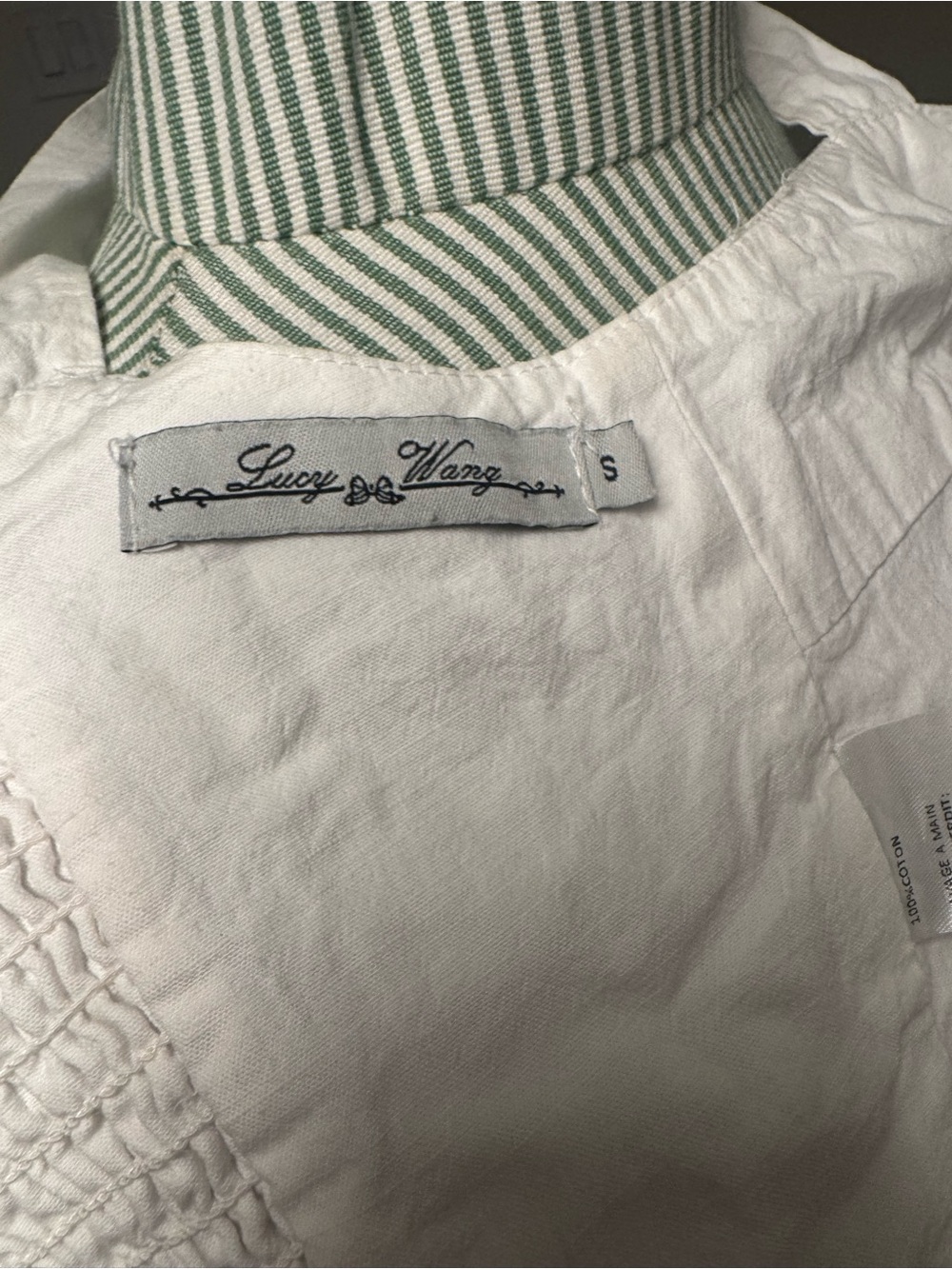 Lucy Wang White 100% Cotton Button Back Crop Top Size Small - Picture 3 of 4